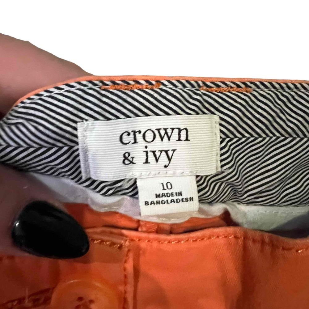 Crown & Ivy Women's Orange Casual Chino Pants Size 10 - Picture 2 of 3